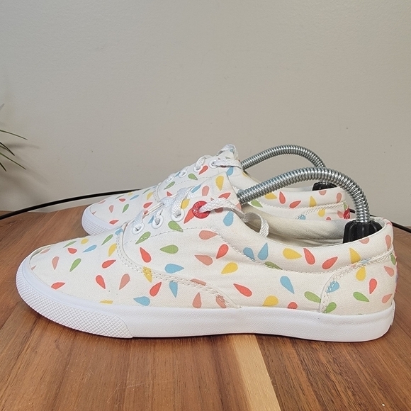 Bucketfeet Multi Color Rain Drop Print Canvas Sneakers Lace Up Size 6 - Picture 7 of 17